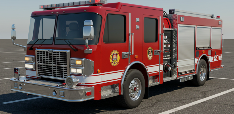 Firetruck in a parking lot