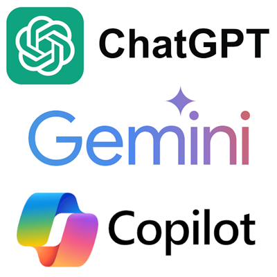 Gemini, ChatGPT, and Copilot logos