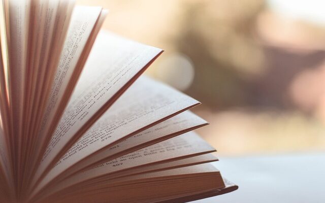 An open book on a table